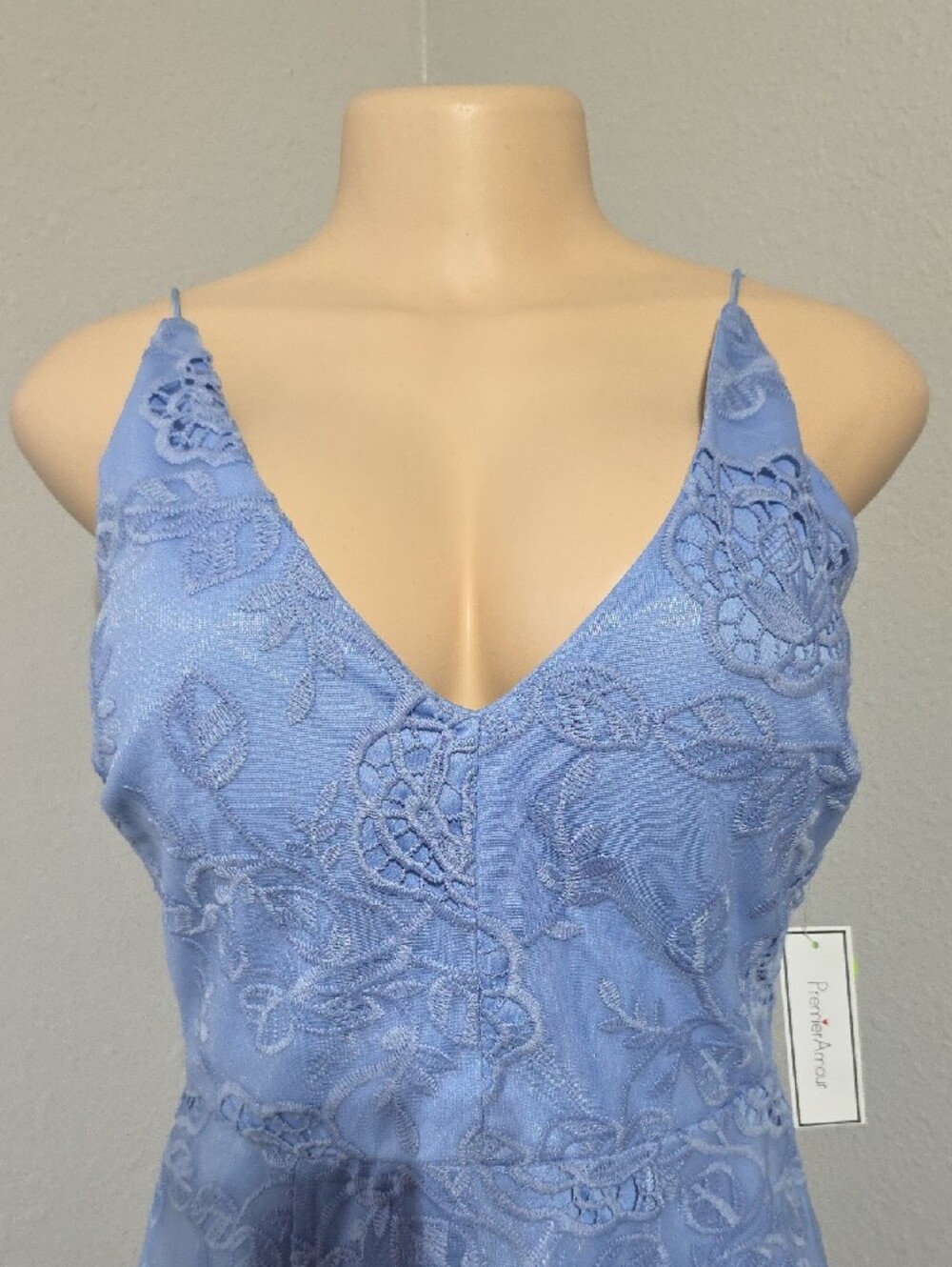 Premier Light Blue Lace Slip Midi Dress Size 8 - Picture 3 of 15